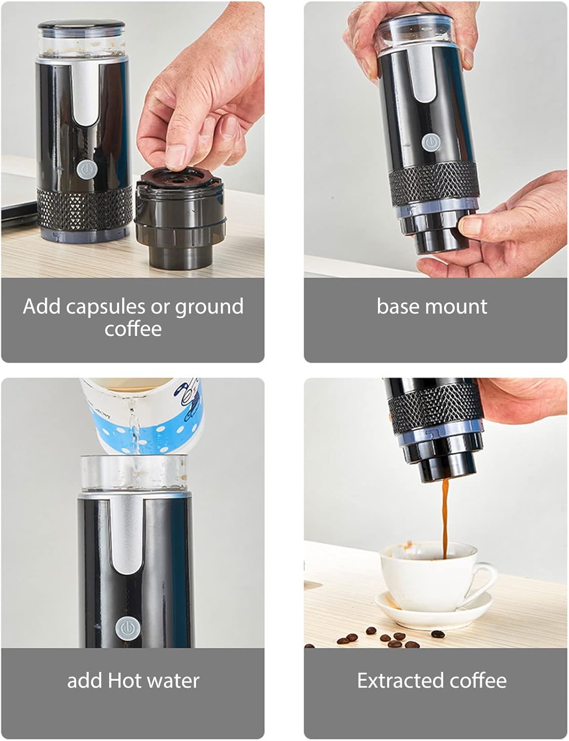 Portable Espresso Machine, Travel Coffee Maker for Camping RV Hiking W1410