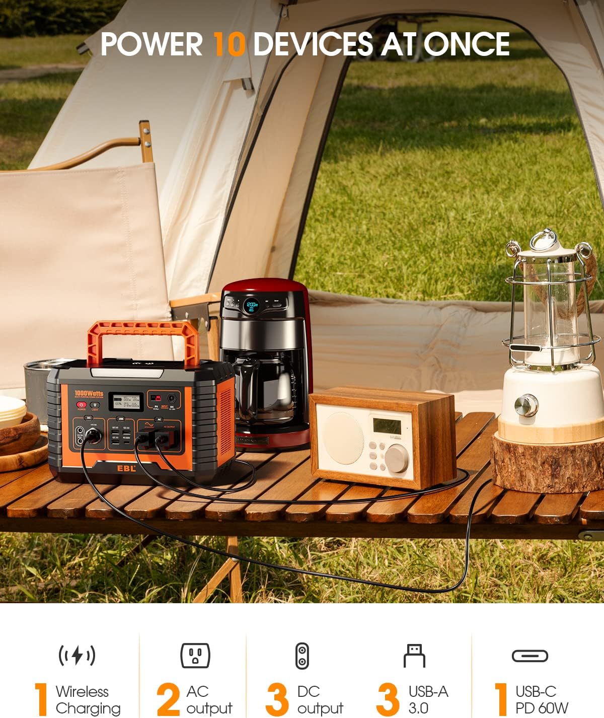 1000W Solar Generator with 200W Portable Solar Panel, Power Station for RV Camping and Home Emergency Q17457
