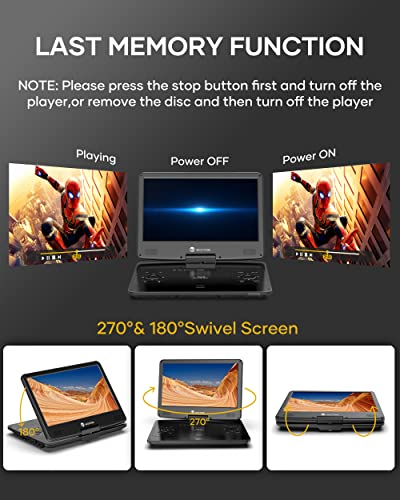 Portable Blu-ray DVD Player with 14.1" 1080P HD Swivel Screen D712