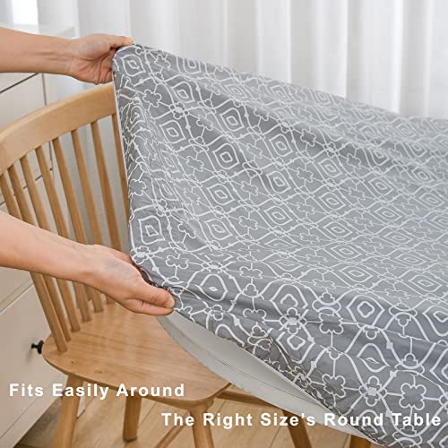 Round Vinyl Fitted Tablecloth with Flannel Backing Elastic Edge Waterproof T968