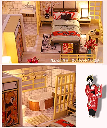 Dollhouse Miniature with Furniture Kit, Handmade Chinese Style Loft DIY House Model P718946