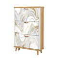 Shoe Cabinet with 3 Flip Drawers Luxury art Eastern style Golden swirl artistic Painter uses vibrant Wooden Shoe Storage Cabinet Boho Freestanding Hidden Shoe Rack Slim Shoe Organizer for Entryway