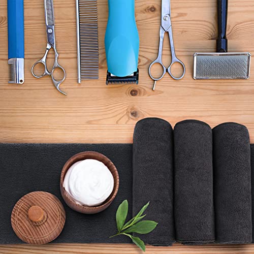 Black Salon Towel, Pack of 12, 16 x 27 Inches, Super Soft and Absorbent Microfiber K83331