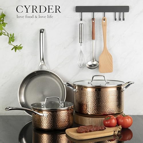 Hammered Stainless Steel Cookware Set, 5 Piece, Oven Safe N830