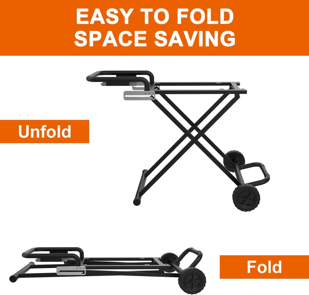 Portable Folding Grill Cart Stand with Side Shelf for 17 & 22 Inch Table Top Griddles C11809