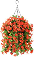 INQCMY Artificial Hanging Violet Flowers in Basket for Patio Garden Decor,Artificial Hanging Vine Plant in Basket,Coconut Lining Hanging Basket with Flower for Outdoor(Yellow)