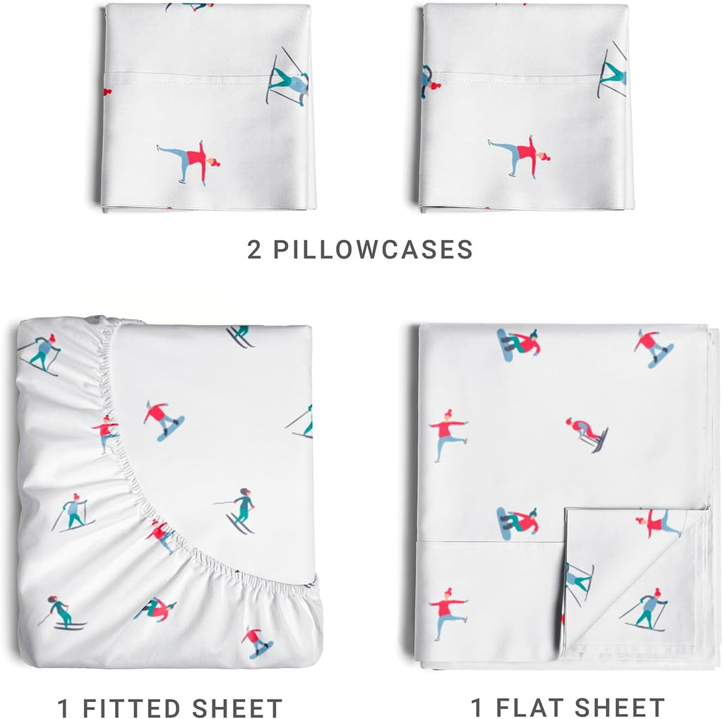 Christmas Sheets 4 Piece Deep Pocket Bedding Set Soft Wrinkle Free Easy Care H68149