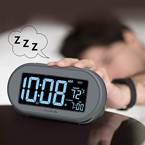 Alarm Clock for Bedrooms, Auto Set Digital Desk Clock with Dimmable Brightness, USB Port, Snooze J688986