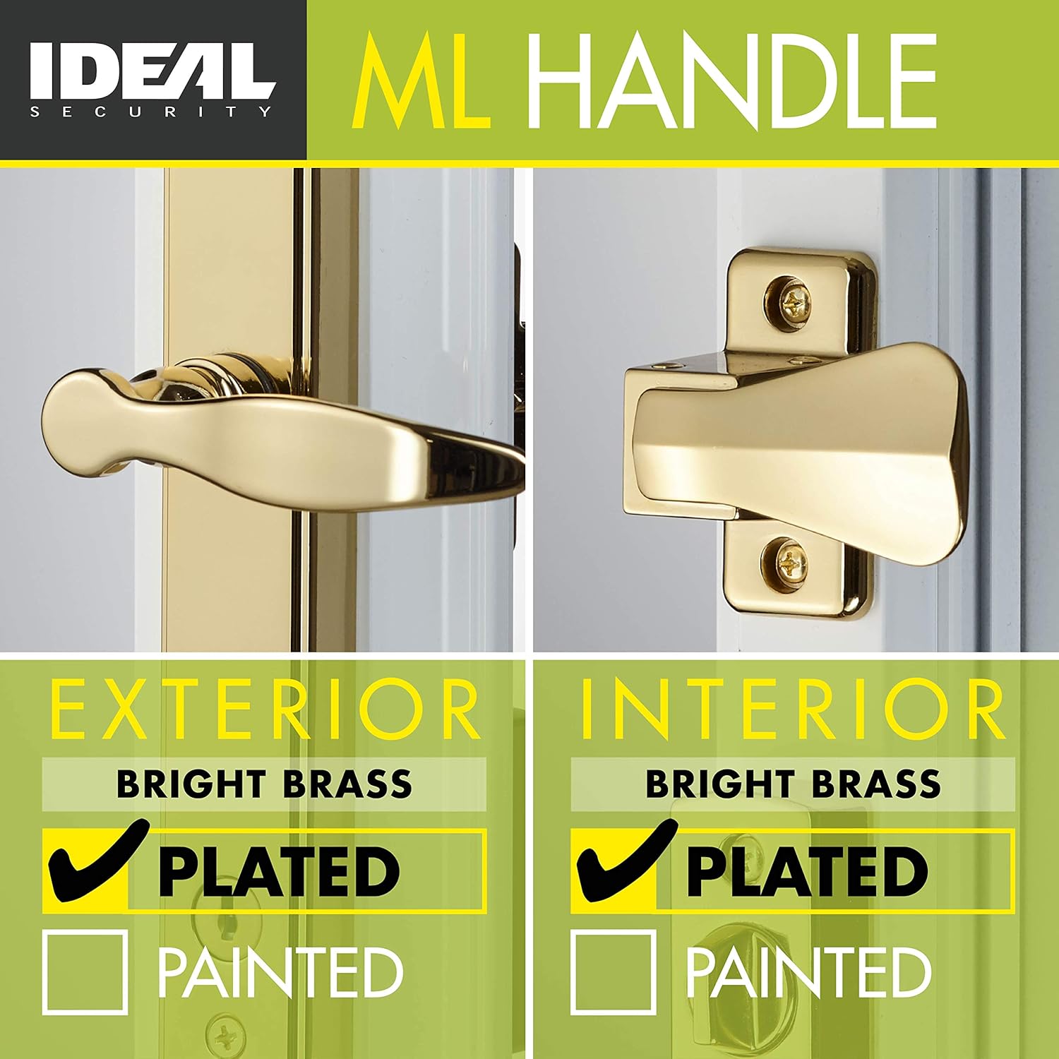 Lever Set for Storm and Screen Doors with Keyed Deadbolt, Bright Brass J4836