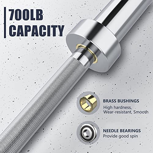 7FT Olympic Barbell Solid Chrome, 700LBS Capacity S761492