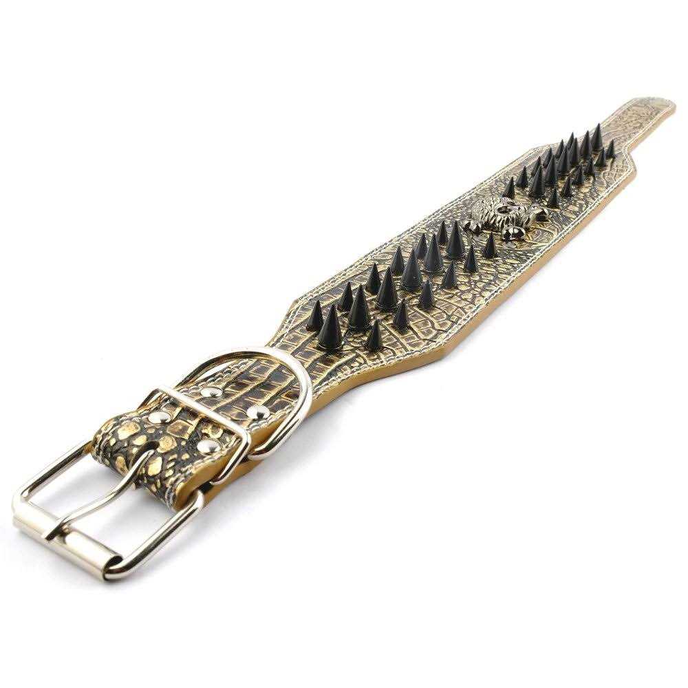 Sharp Spiked Studded Leather Dog Collar for Medium Dogs B815