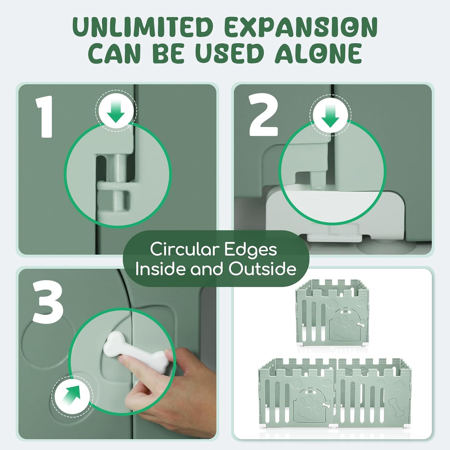 Dog Playpen with Door, 6-Panel 24" Indoor Puppy Playpen, Green X360