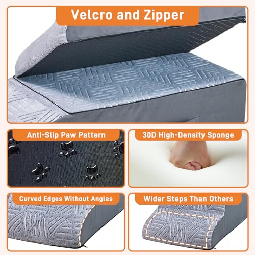 Dog Stairs for Small Dogs, Non-Slip for High Beds, Black N669