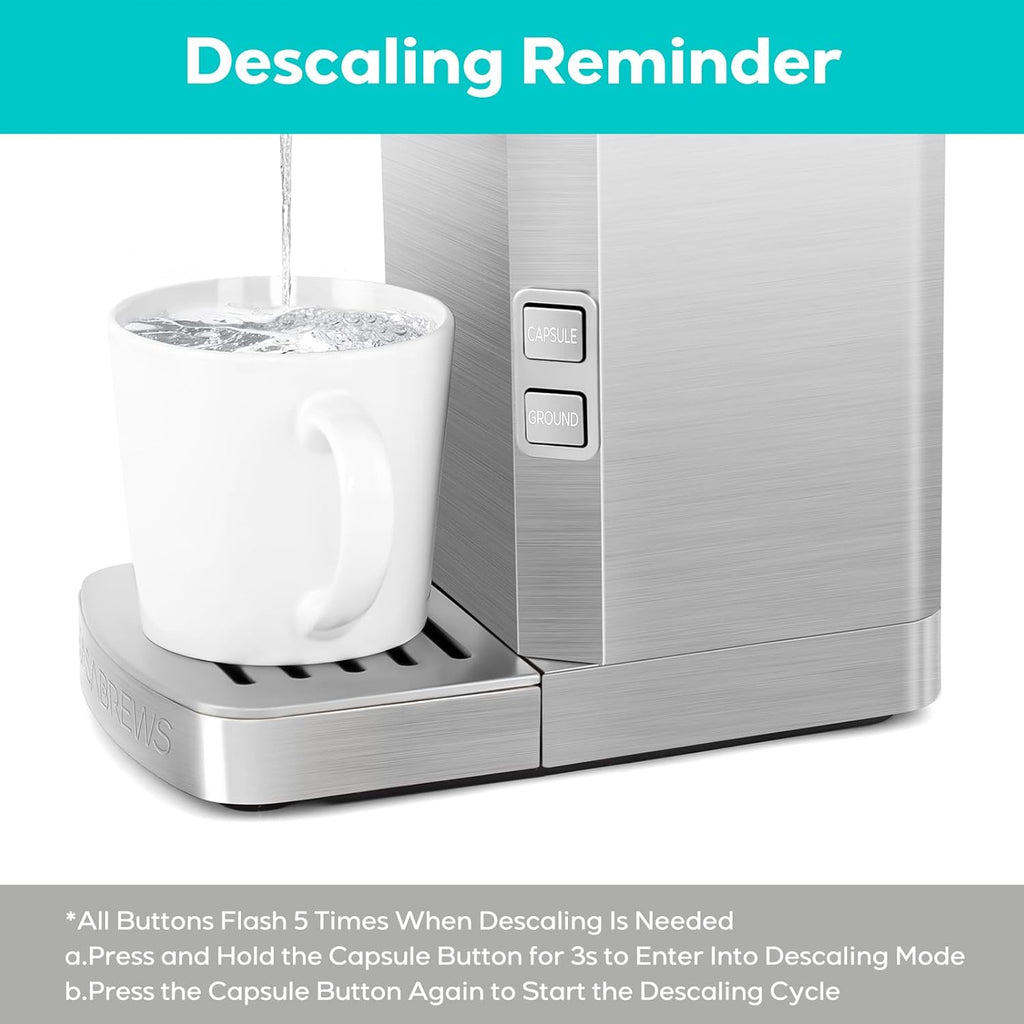 K Cup Coffee Maker, Stainless Steel, Compact Coffee Brewer N572832
