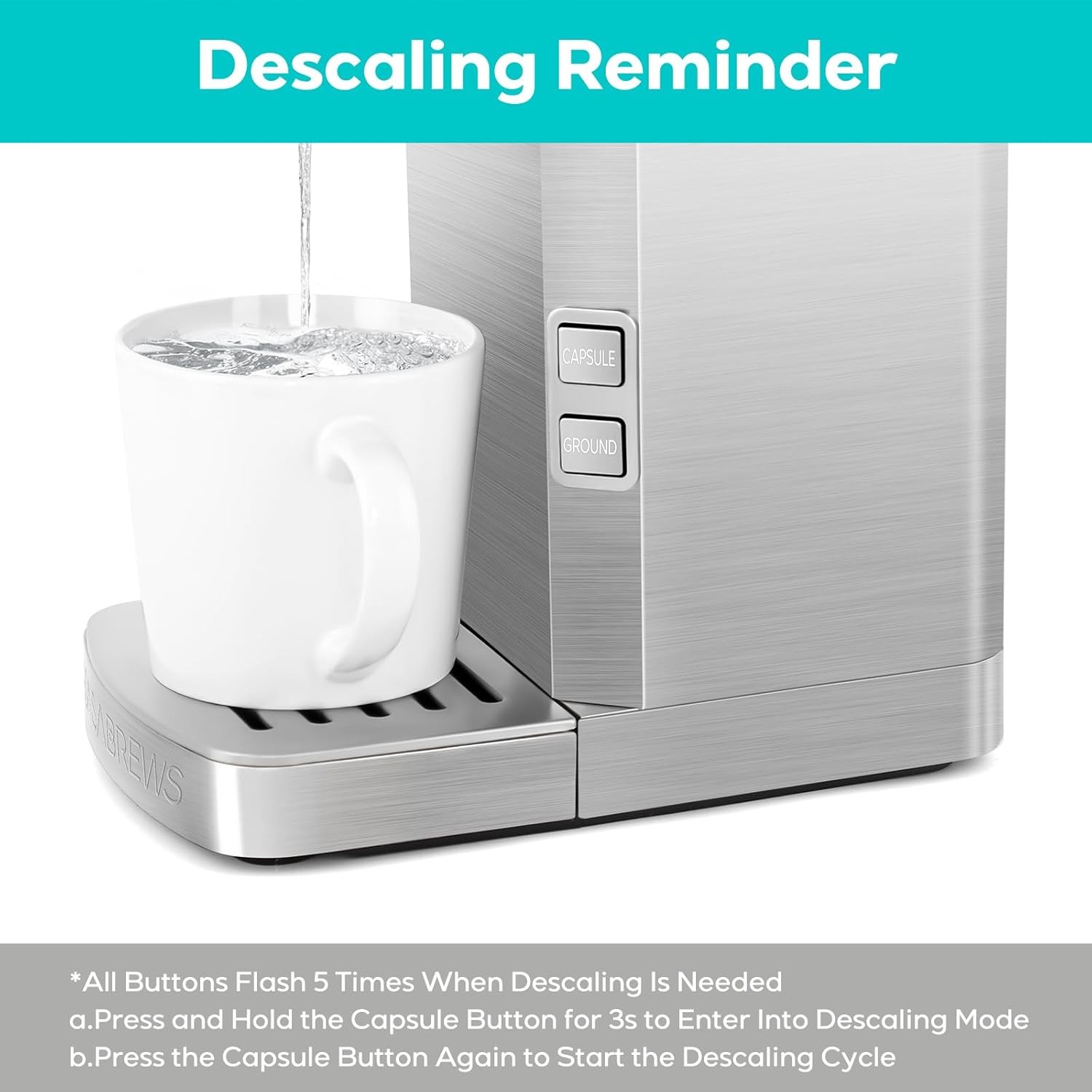 K Cup Coffee Maker, Stainless Steel, Compact Coffee Brewer N572832