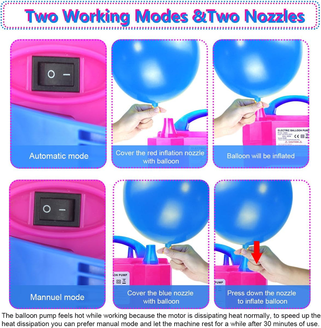 Portable Electric Balloon Pump with 2 Modes, Inflator for Party Decoration C170956