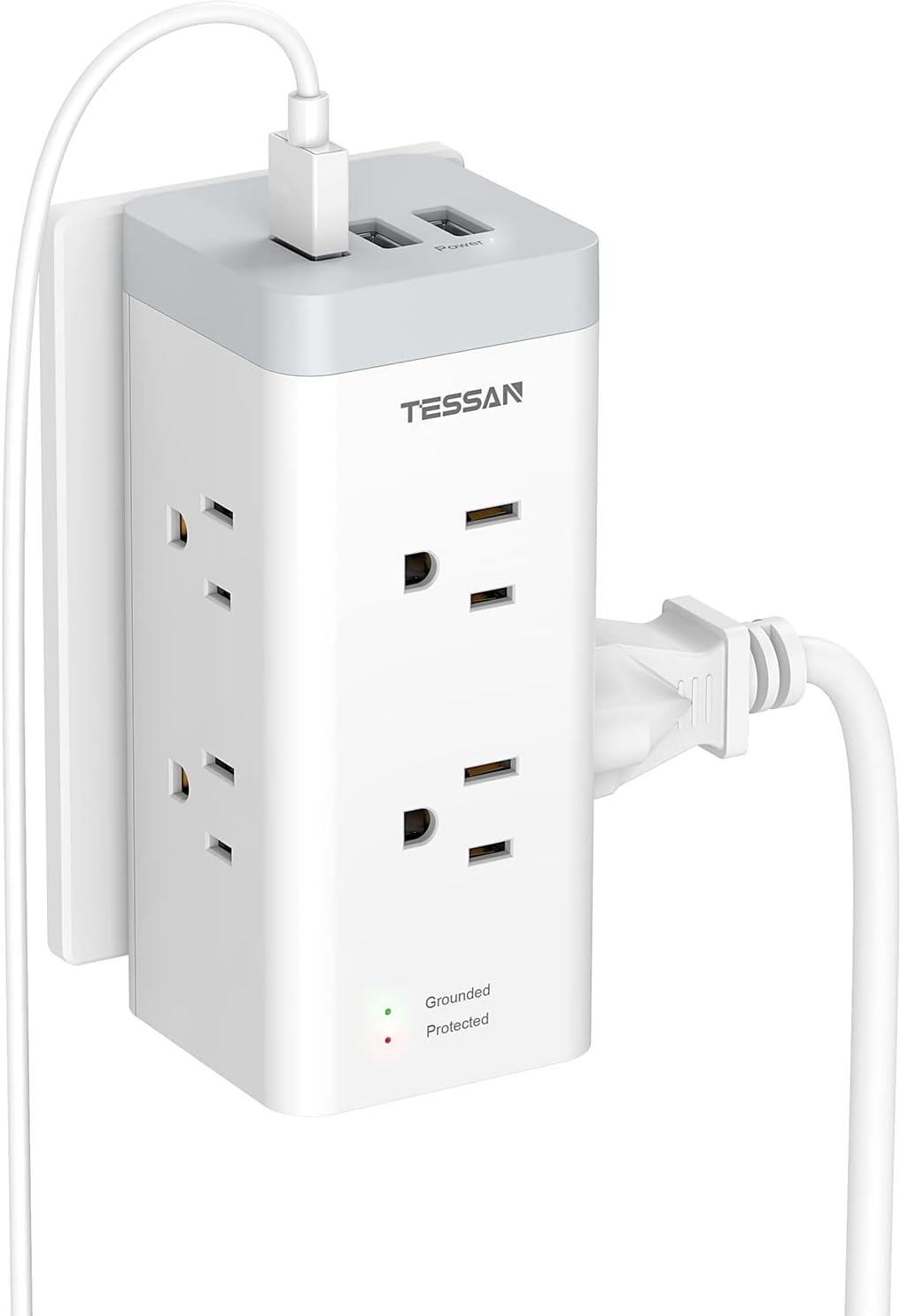 Multi Plug Outlet Extender with USB, TESSAN Surge Protector Outlet with 3 USB Wall Charger, 1050J Multiple Outlet Expander with 6 Electrical Outlet for Home, Dorm Room Essentials