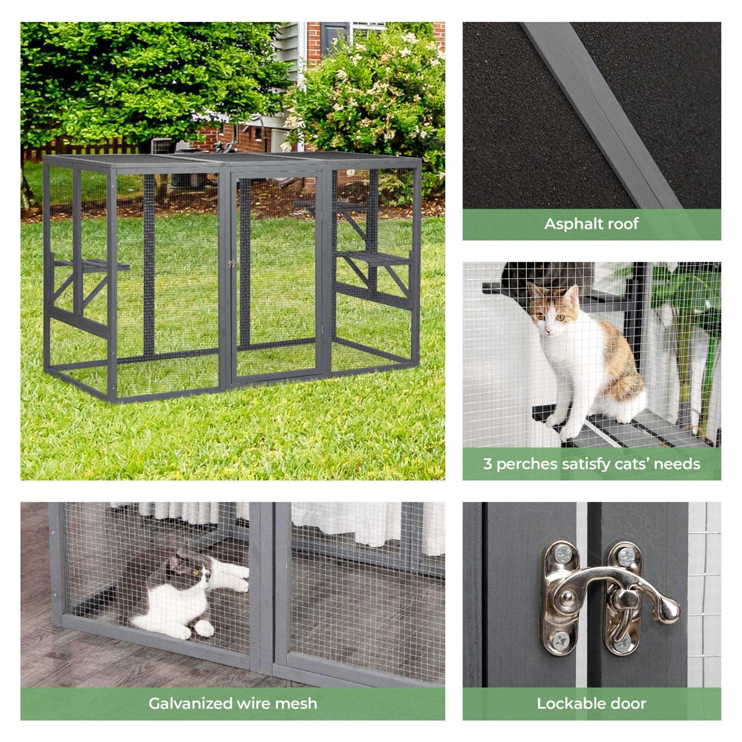 Wooden Outdoor Cat Enclosure Run Playpen X5886