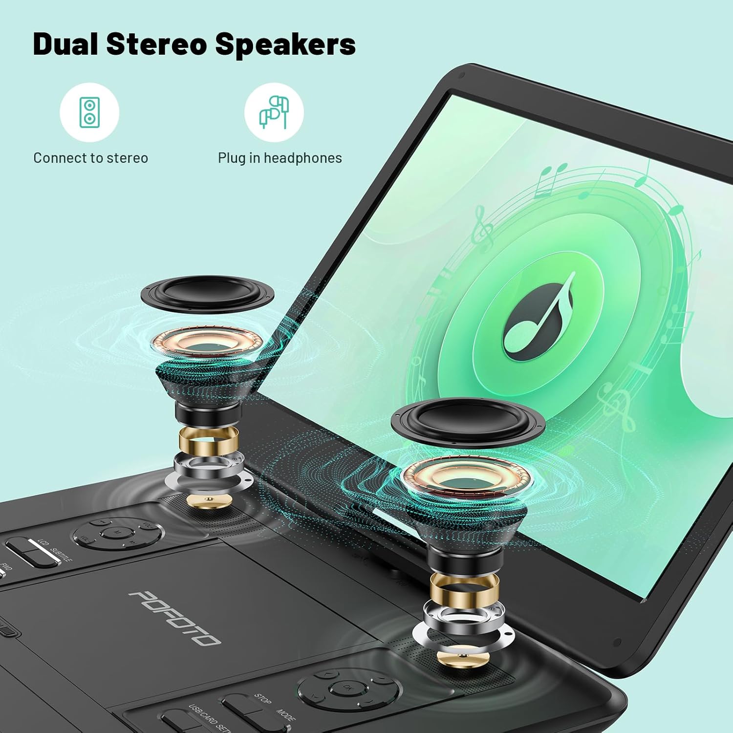 Portable DVD Player with 15.6" HD Screen, Rechargeable Battery, Remote Control Y457