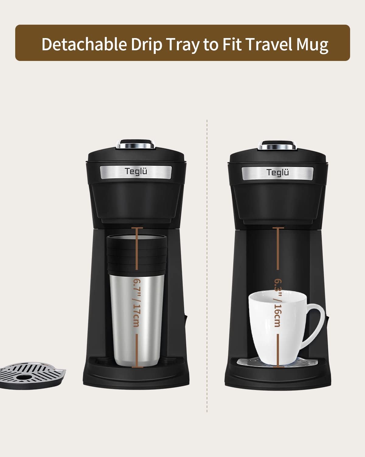 Single Serve Coffee Maker for K Cup Pods & Ground Coffee, Mini Brewer with Reusable Filter O8404