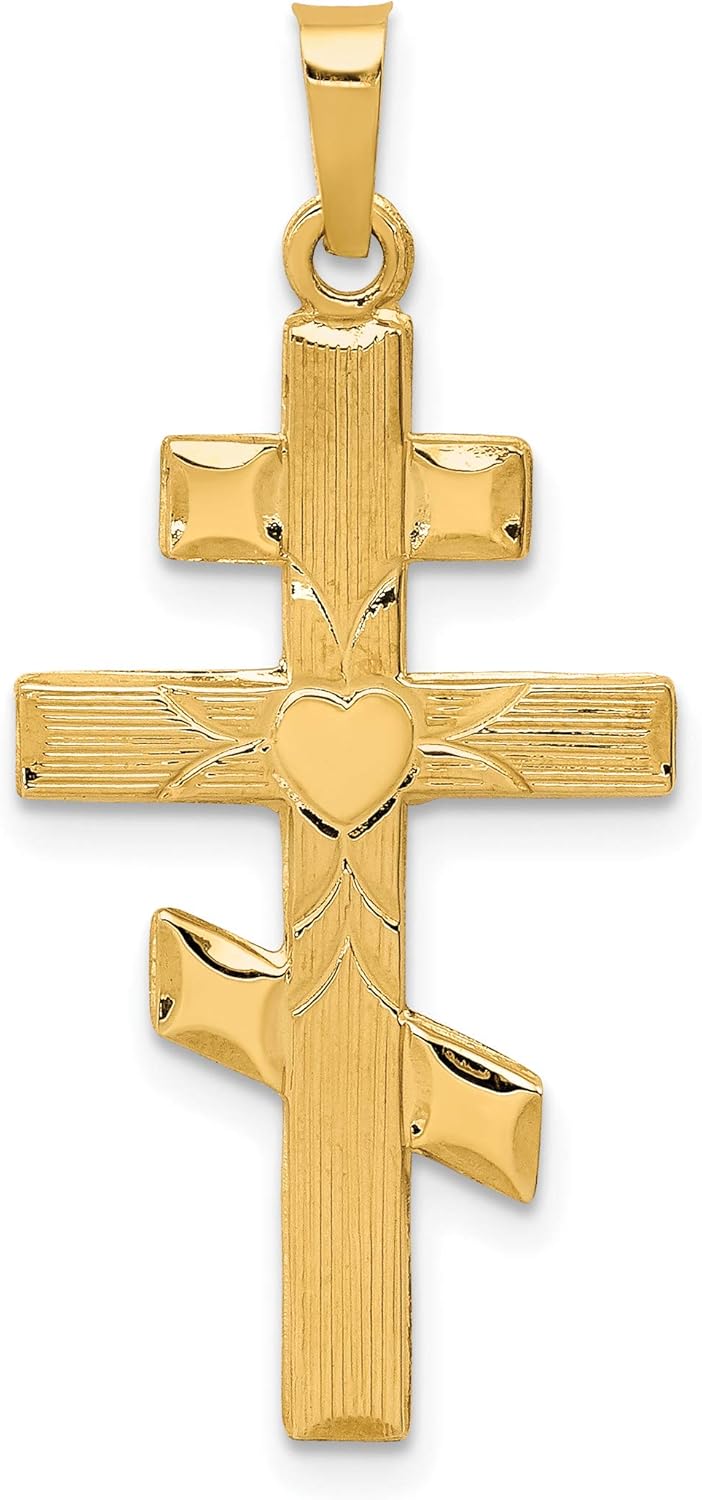 14k Yellow Gold Eastern Orthodox Cross Pendant
