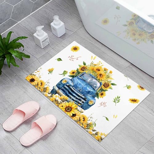 Sunflower Farm Truck Door Mat, Non-Slip Entryway Rug, 18x30IN J637