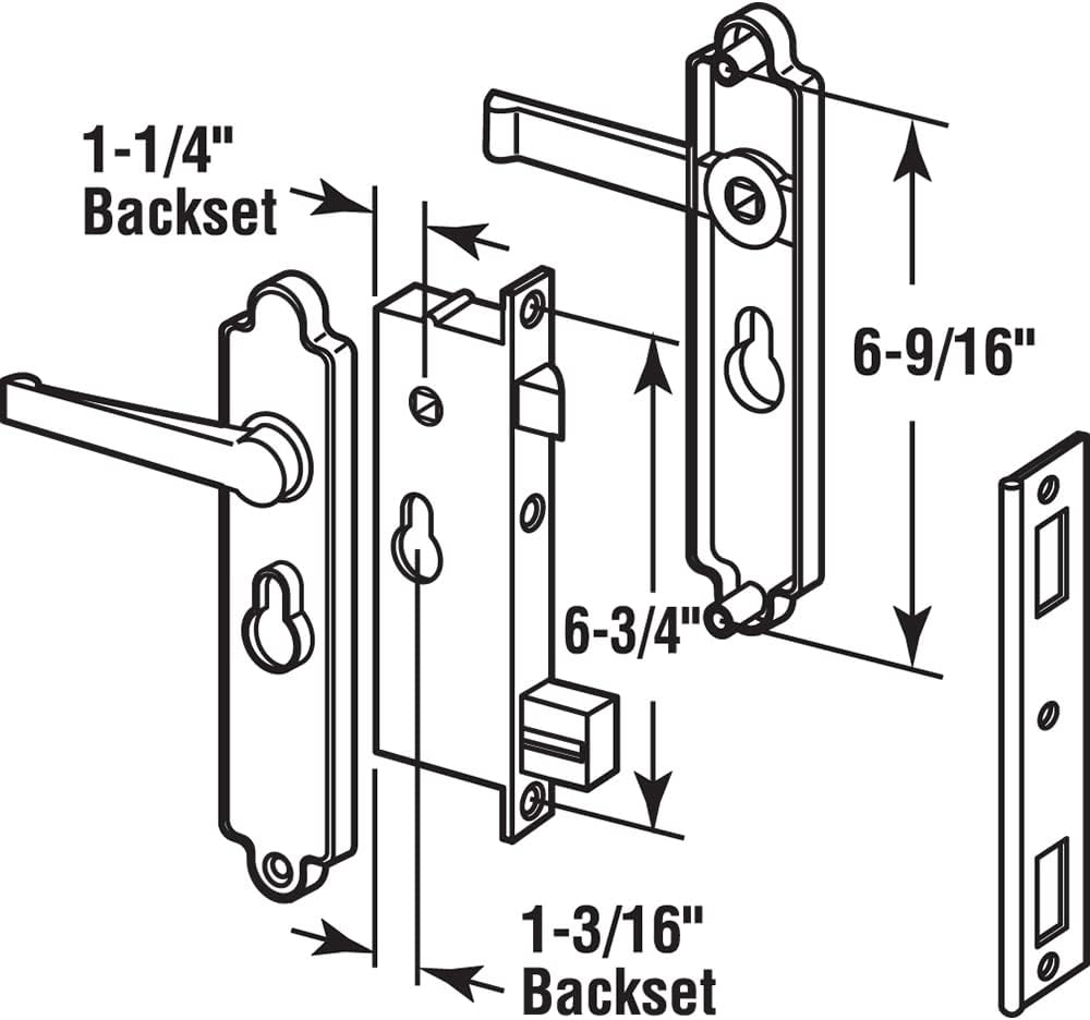 Steel Security Door Mortise Handle Set, Non-Locking, Black N6728