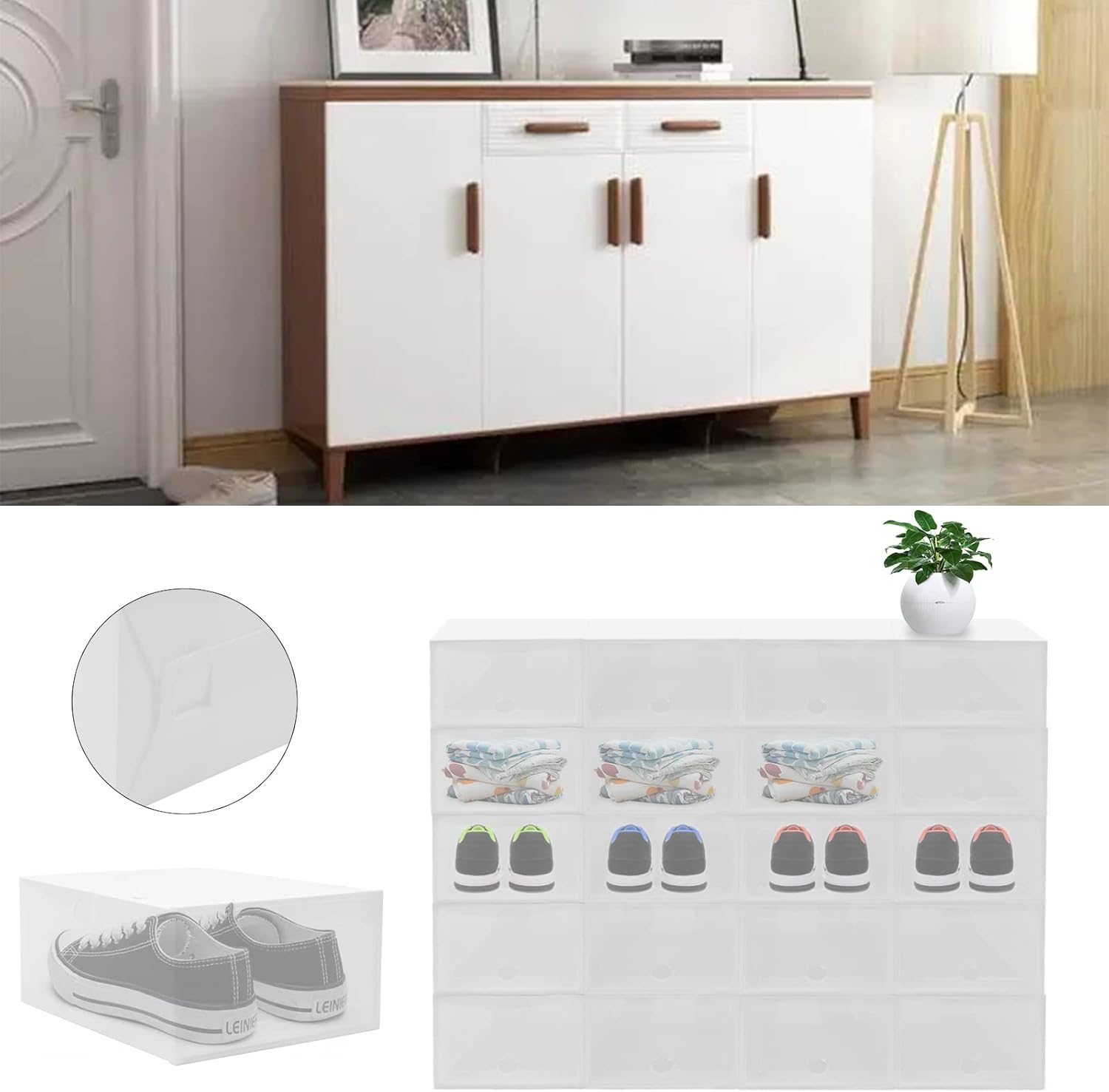 20 Pack Transparent Plastic Shoe Box W22964