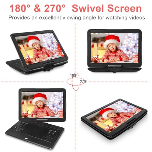 Portable Mobile DVD Player with 14.1" Swivel Screen, 6 Hrs Battery, USB/SD Support K7489