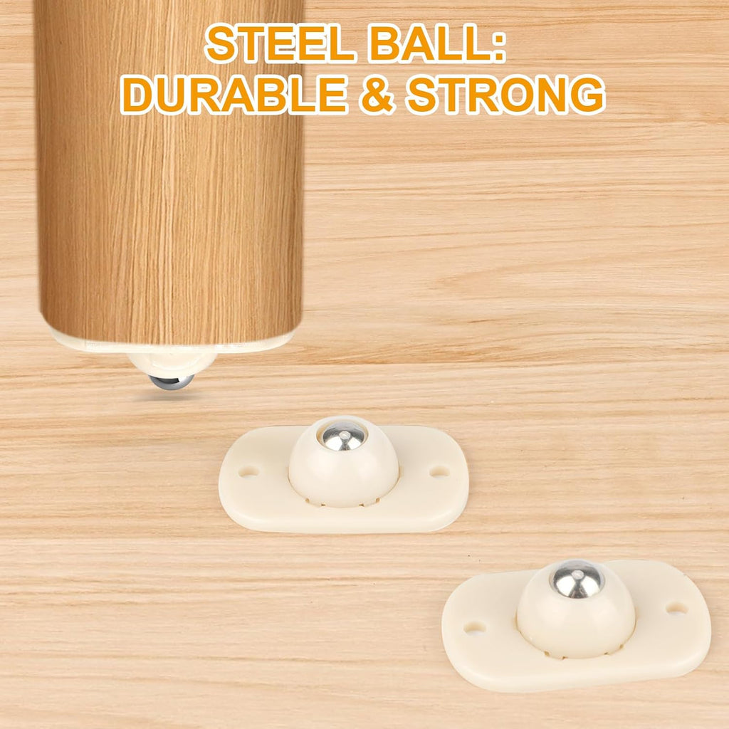 Self-Adhesive Mini Caster Wheels, 360° Swivel Sticky Pulleys for Small Furniture, White X4532