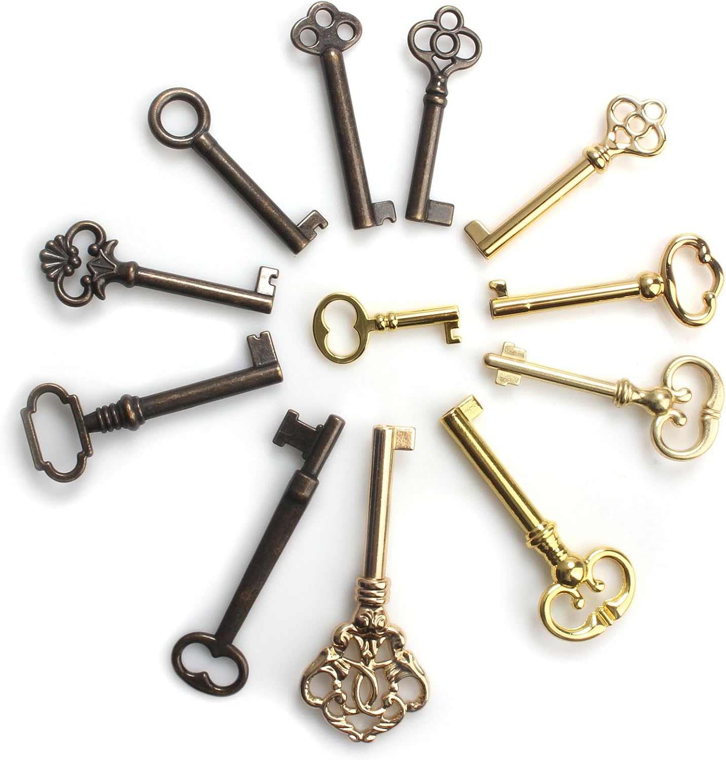 12-Key Universal Replacement Skeleton Keys Kit for Antique Furniture and Cabinets P6804