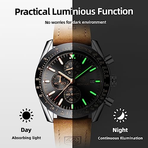 Mens Analog Quartz Chronograph Waterproof Wrist Watch with Calendar I562348