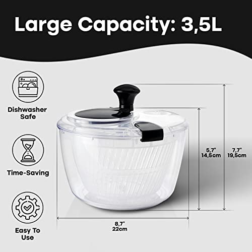 Salad Spinner with Storage Lid, Drain Bowl and Colander, 3.7 Qt H62339