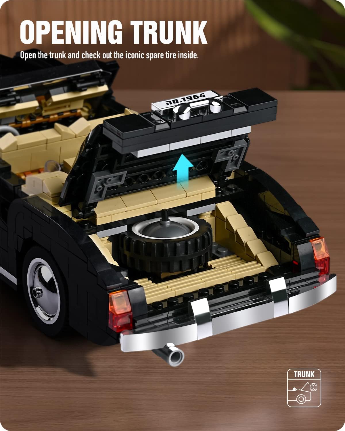 Retro Sports Car Model Building Blocks Set, 1:14 Scale Collectible Toy T12774