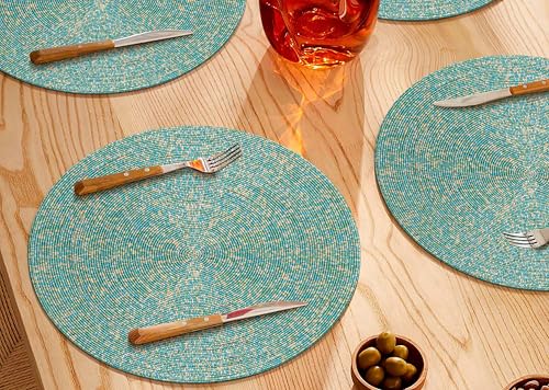 Beaded Placemat Gold White 13" Round Set of 4 O392