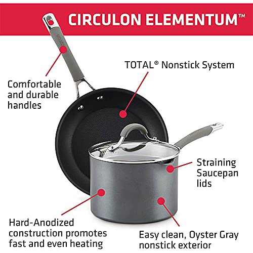 Hard Anodized Nonstick Cookware Set, 10 Piece, Gray Y49812