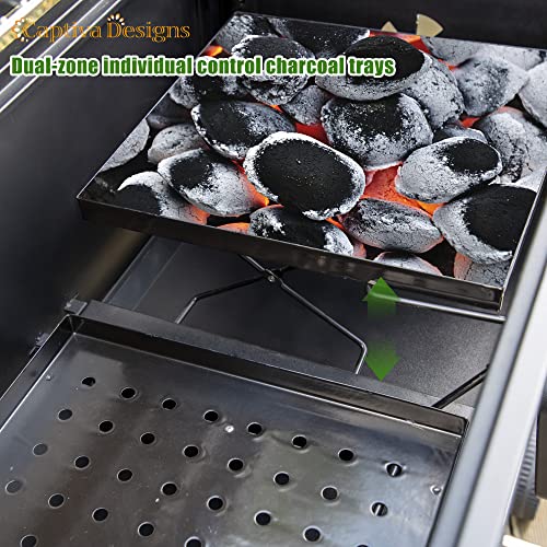 Extra Large Charcoal BBQ Grill with Oversize Cooking Area and Foldable Side Tables L798