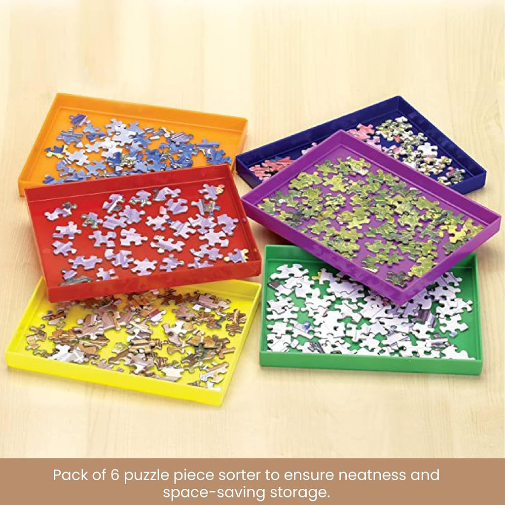 Stackable Sorting Trays for Jigsaw Puzzle Pieces, Pack of 6 N37083