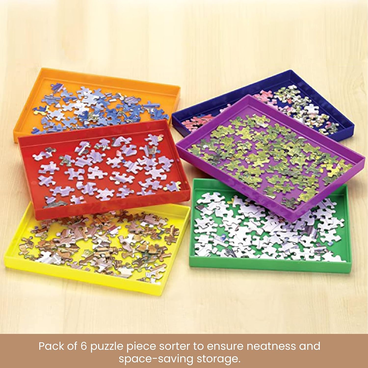 Stackable Sorting Trays for Jigsaw Puzzle Pieces, Pack of 6 N37083