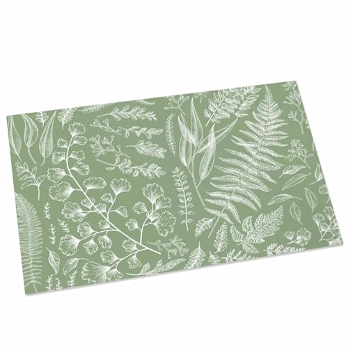 Sage Green Fern Leaf Indoor Door Mat, Non-Slip Entryway Rug, 18x30IN D23888