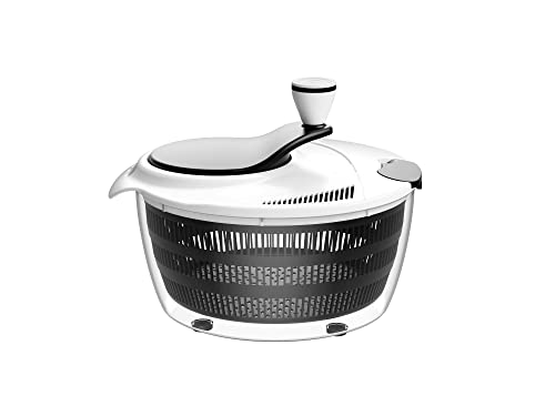 Salad Spinner Large 4.2 Quart Lettuce Spinner Vegetable Washer with Bowl Rotary Handle，Smart Lock Lid，Compact Storage and Easy Draining BPA FREE （Black）