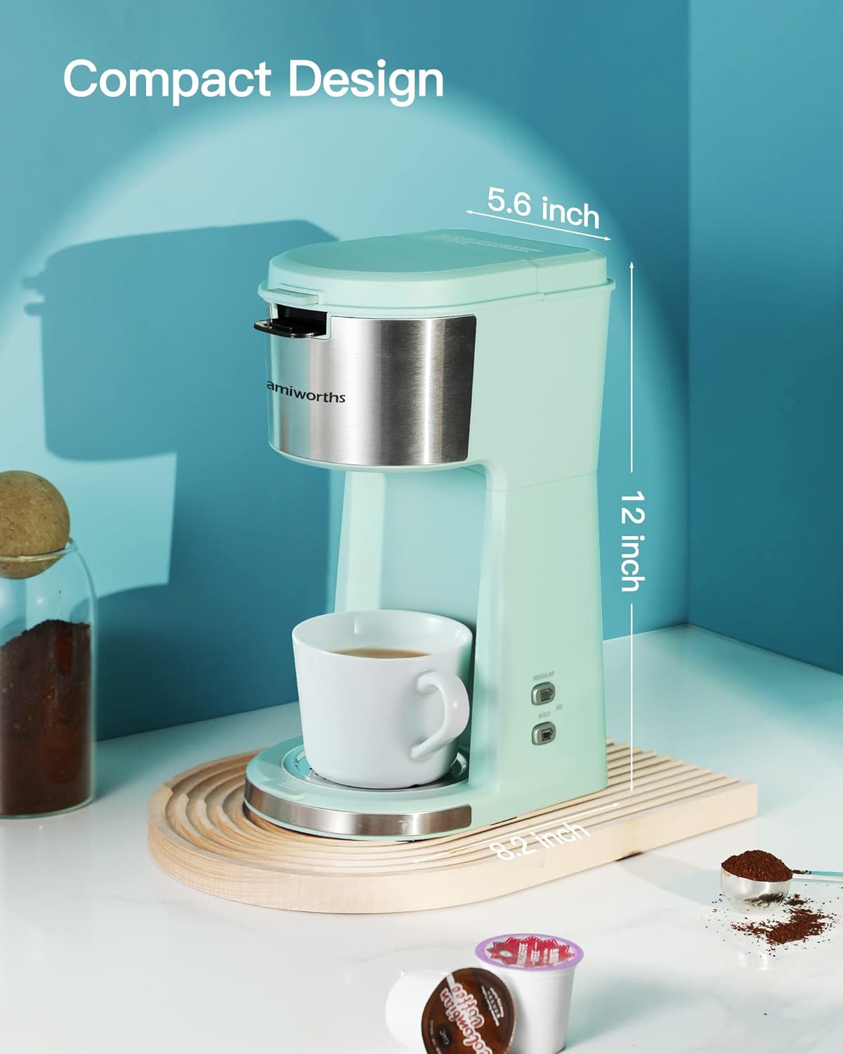 Single Serve Coffee Maker for K Cup & Ground Coffee, 6 to 14 oz. Brew Sizes E762854