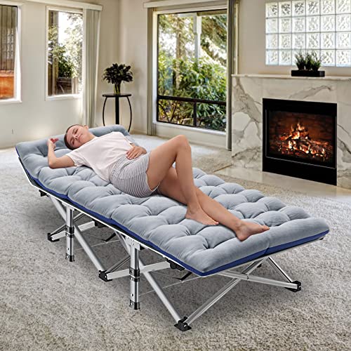 Foldable Camping Cot for Adults, Heavy Duty Guest Bed with Mattress Bag O7544