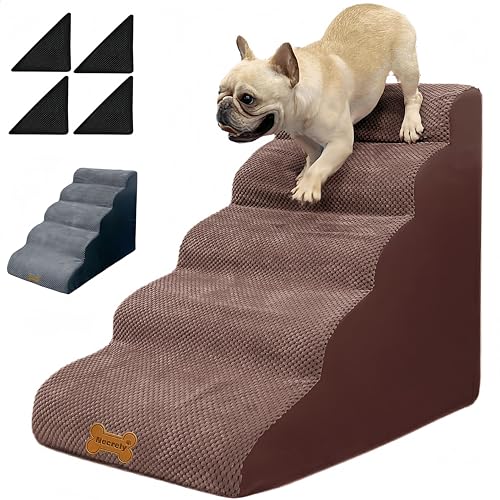 Dog Stairs to high beds, 5 step dog stairs for 30 inches couch-bed, pet stairs for small old large dogs and cats, dog ramp climbing to 20-30 inch bed, Non-Slip balanced dog ramps for Indoor stairs,30D