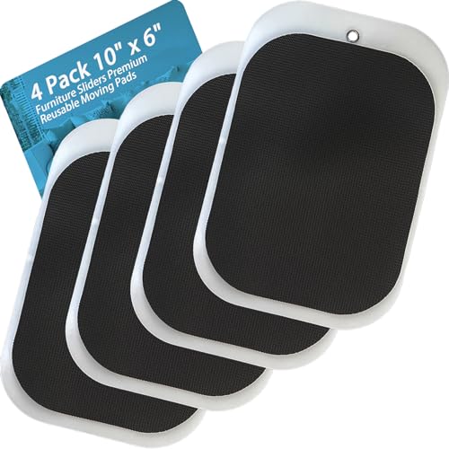 4 Pack Large Furniture Movers Sliders for Carpet, 10" x 6" Reusable Oval Furniture Moving Pads, Furniture Sliders, Duty Moving Pads, for Sofa Bed Table Desk Movers – Quickly and Easily Move Any Item