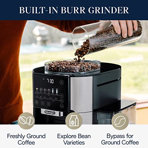 Drip Coffee Maker with Built-in Grinder, Single Serve, Hot or Iced Coffee, Stainless N461