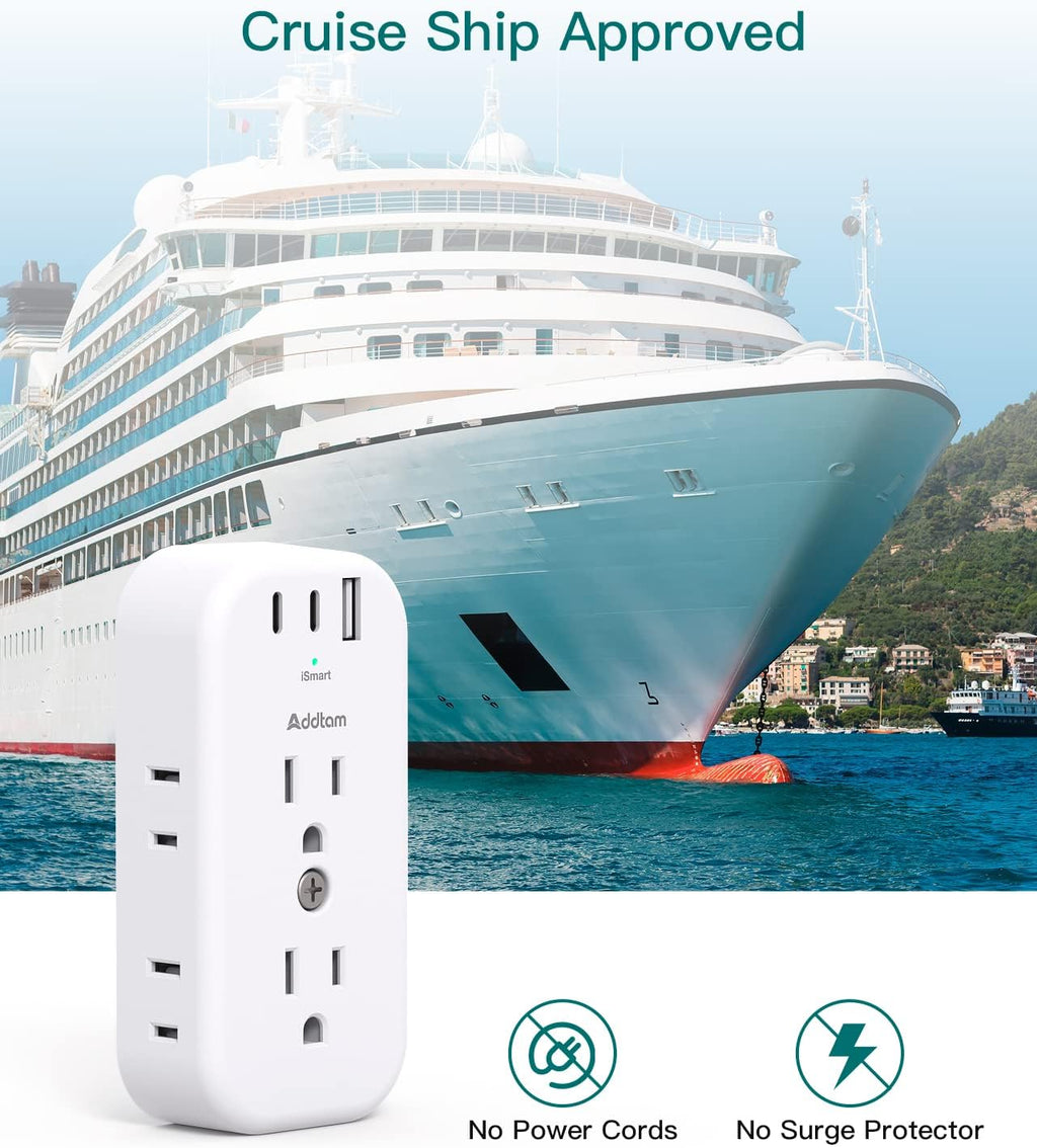 6 Outlet Splitter with 3 USB Wall Charger, Surge Protector Plug Expander I70230