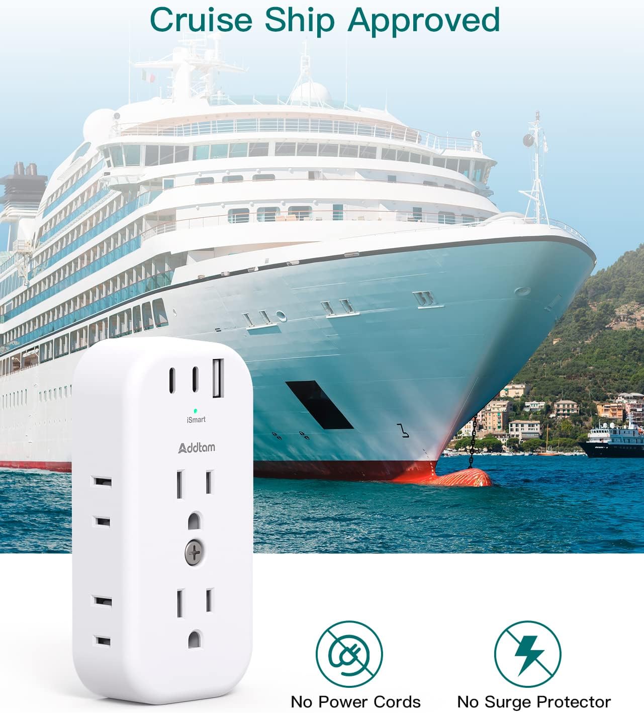 6 Outlet Splitter with 3 USB Wall Charger, Surge Protector Plug Expander I70230