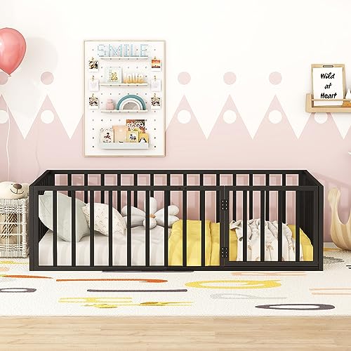 Metal Kids Floor Bed with Door X18684