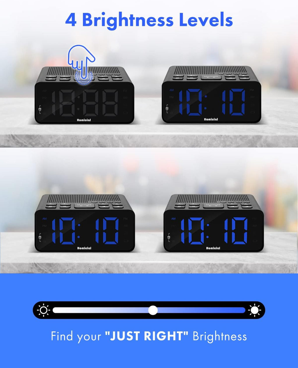 LED Alarm Clock Radio with AM/FM, Dimmer and Sleep Timer U5715